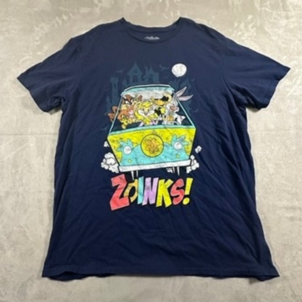 Warner Bros Looney Tunes T-Shirt Mens Scooby-Doo Mystery Machine Large Navy Blue